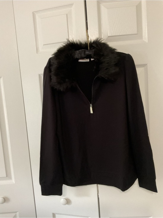 Belle by Kim Gravel Sweaters - Kim Gravel Black Faux-Fur Collar Pullover Sweater